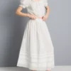 Puuvillainen broderie-midihame