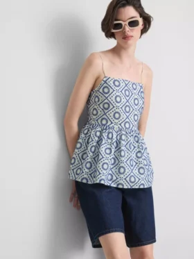 Puuvillainen cutwork-cami-toppi