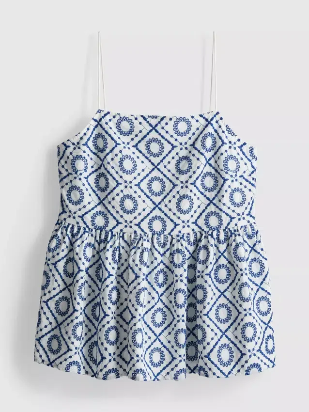 Puuvillainen cutwork-cami-toppi