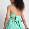 Puuvillainen gingham-kuvioinen bandeau-minimekko