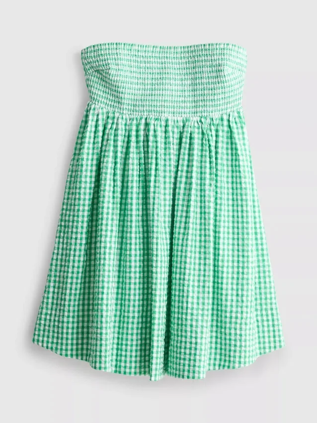 Puuvillainen gingham-kuvioinen bandeau-minimekko