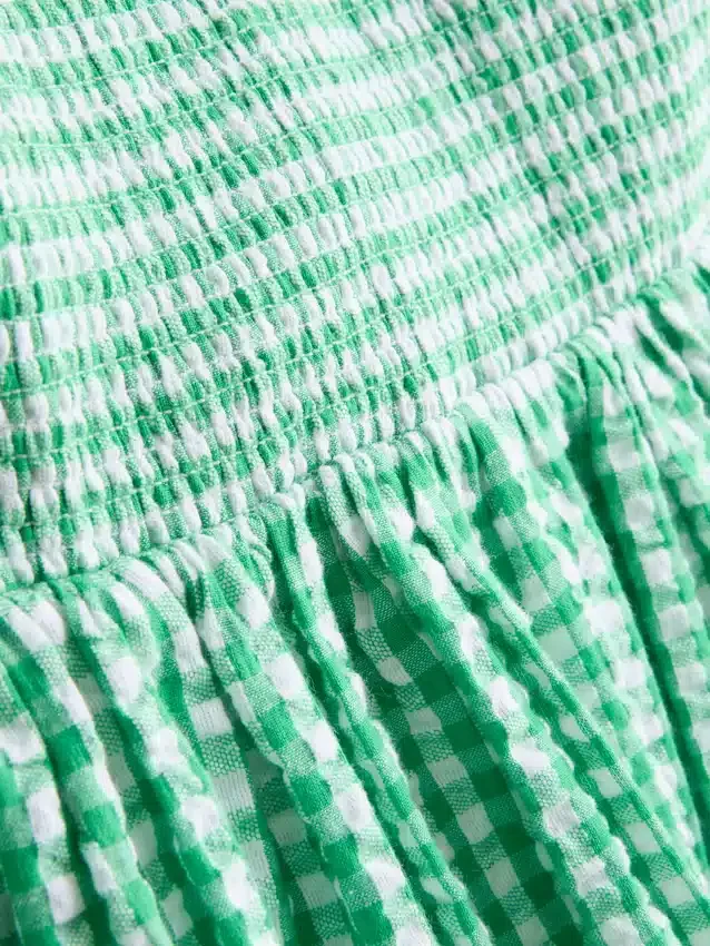 Puuvillainen gingham-kuvioinen bandeau-minimekko