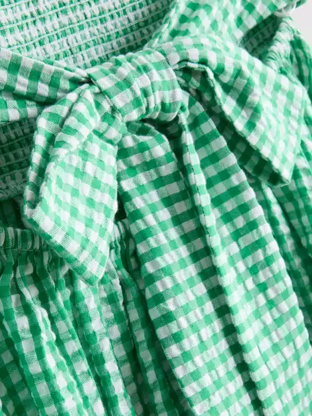 Puuvillainen gingham-kuvioinen bandeau-minimekko