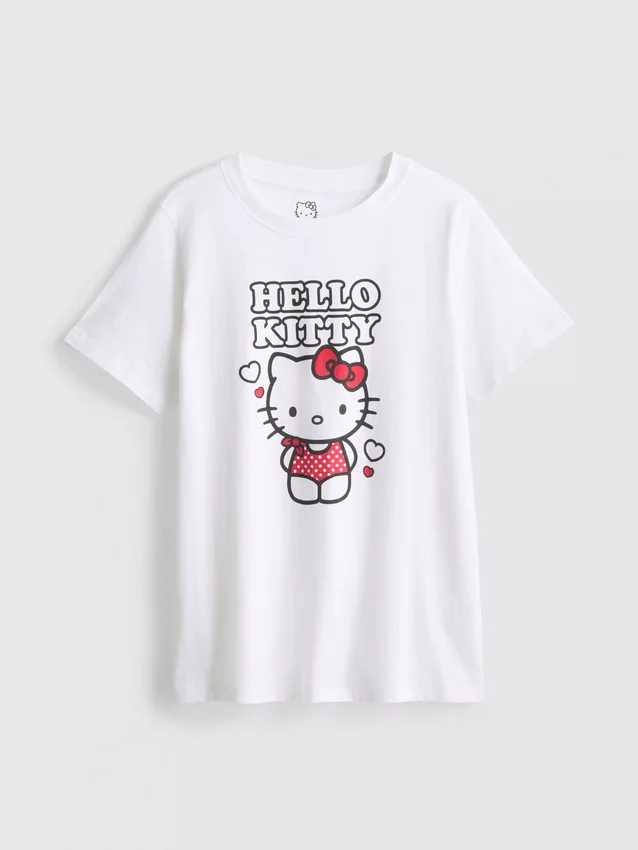 Puuvillainen Hello Kitty -kuvituspaita