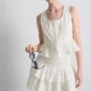 Puuvillainen lyhyt cutwork-cami-toppi