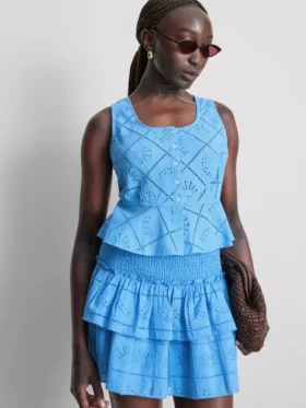 Puuvillainen lyhyt cutwork-cami-toppi