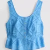 Puuvillainen lyhyt cutwork-cami-toppi