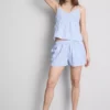 Puuvillainen raidallinen cami-pyjaman yläosa