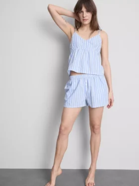 Puuvillainen raidallinen cami-pyjaman yläosa