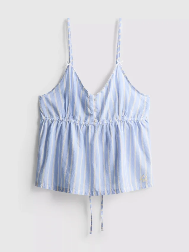 Puuvillainen raidallinen cami-pyjaman yläosa