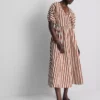 Puuvillainen raidallinen midaxi-tyylinen smock-mekko