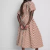 Puuvillainen raidallinen midaxi-tyylinen smock-mekko