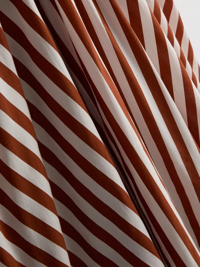Puuvillainen raidallinen midaxi-tyylinen smock-mekko