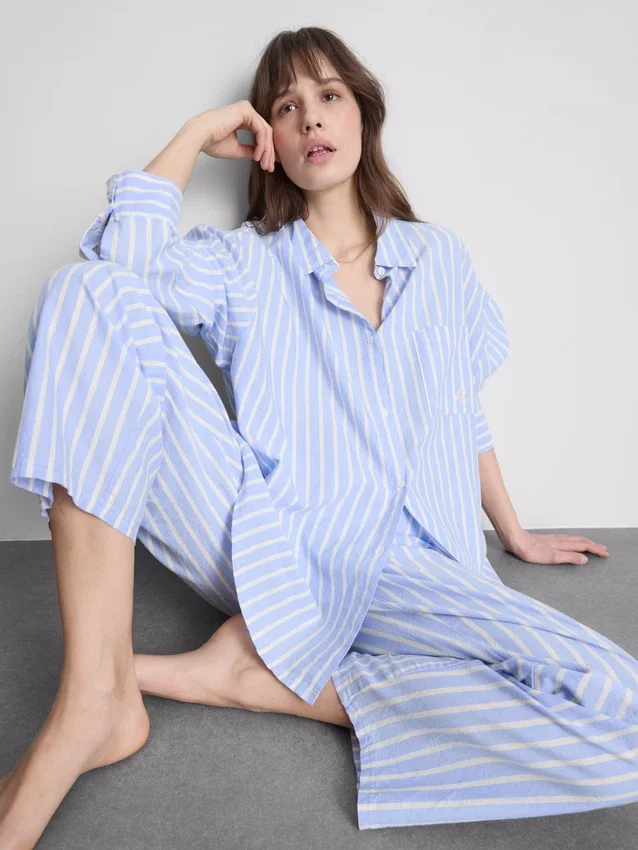 Puuvillainen raidallinen oxford-pyjama