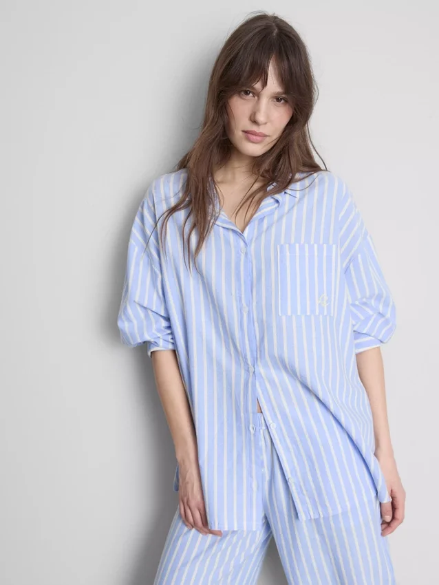 Puuvillainen raidallinen oxford-pyjama