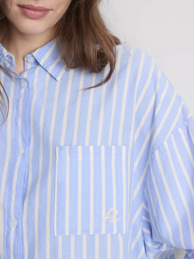 Puuvillainen raidallinen oxford-pyjama
