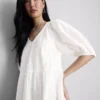 Puuvillainen seersucker-midimittainen smock-meko