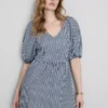 Puuvillainen seersucker-midimittainen smock-meko