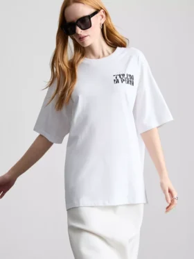 Puuvillainen ylisuuri graafinen boyfriend-paita