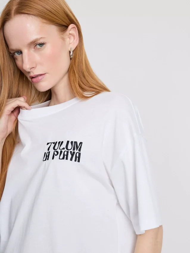 Puuvillainen ylisuuri graafinen boyfriend-paita
