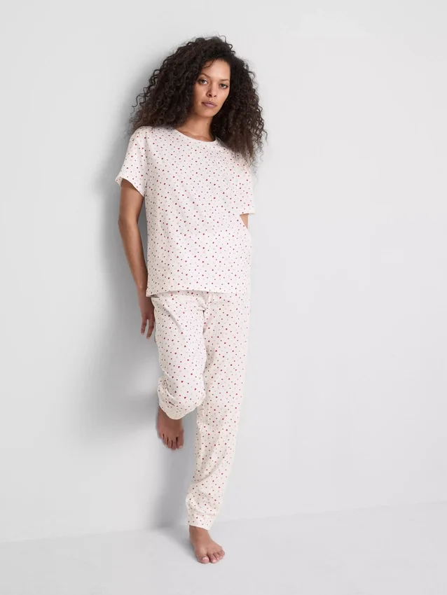 Puuvillaiset painetut lyhythihaiset pyjamat