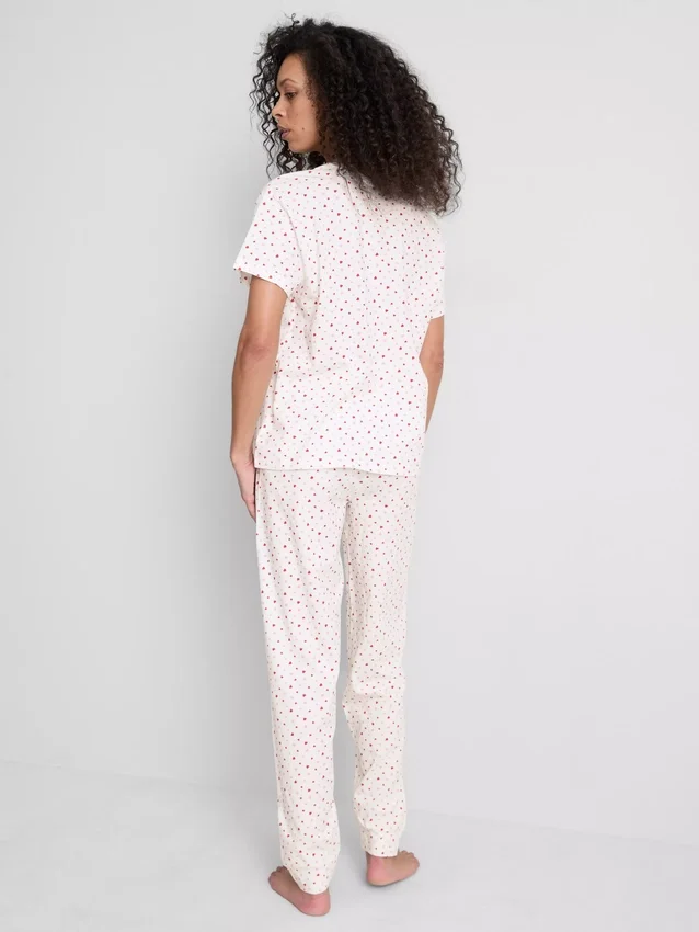 Puuvillaiset painetut lyhythihaiset pyjamat
