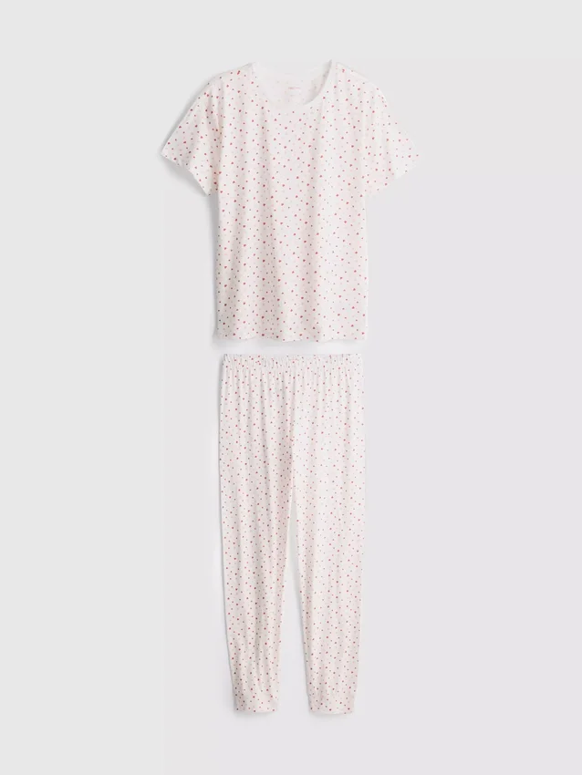 Puuvillaiset painetut lyhythihaiset pyjamat