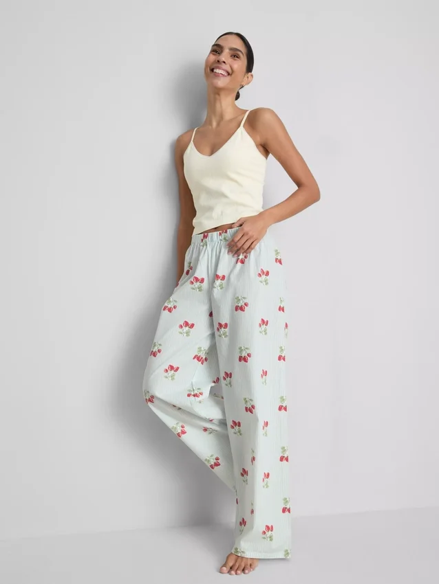Puuvillaiset painetut pyjamahousut