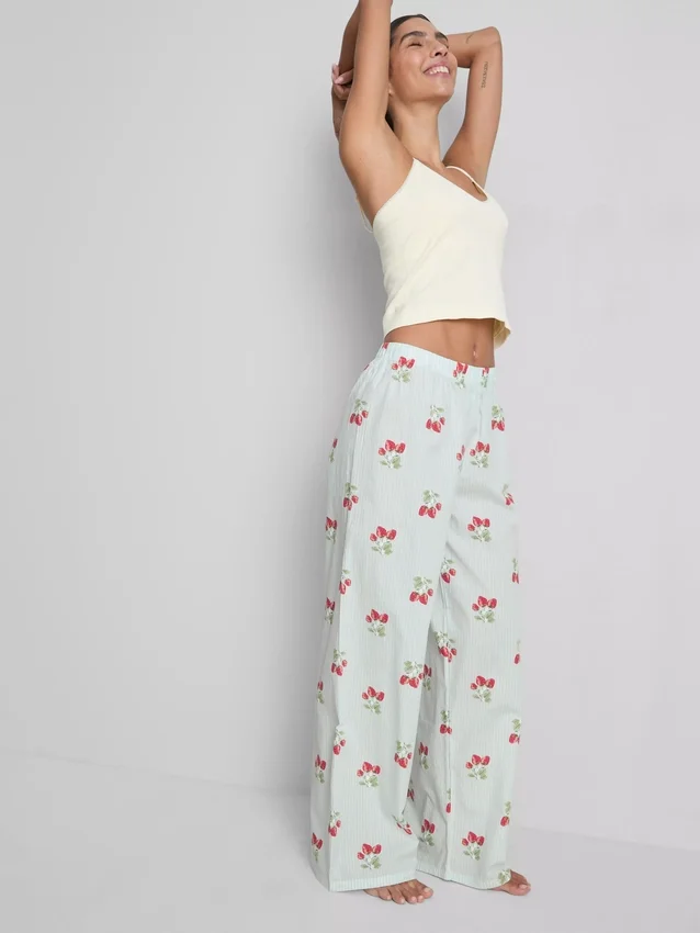 Puuvillaiset painetut pyjamahousut