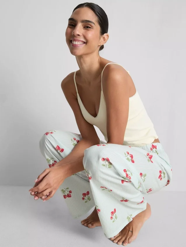 Puuvillaiset painetut pyjamahousut