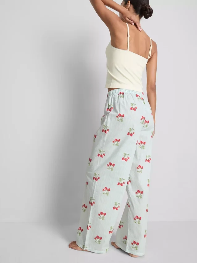 Puuvillaiset painetut pyjamahousut