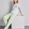 Puuvillaiset pyöreäkaulaiset painetut pyjamat