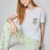 Puuvillaiset pyöreäkaulaiset painetut pyjamat