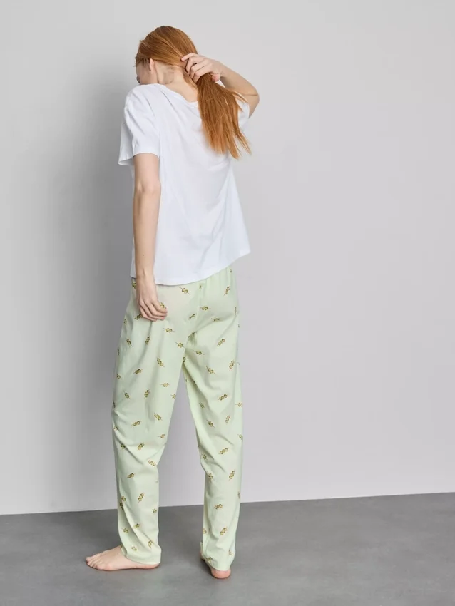 Puuvillaiset pyöreäkaulaiset painetut pyjamat