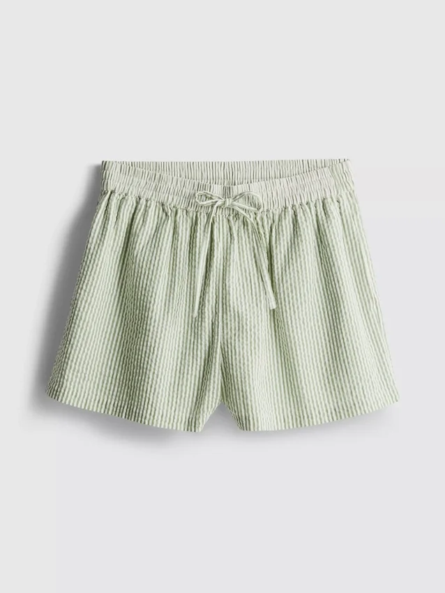 Puuvillaiset raidalliset seersucker-shortsit