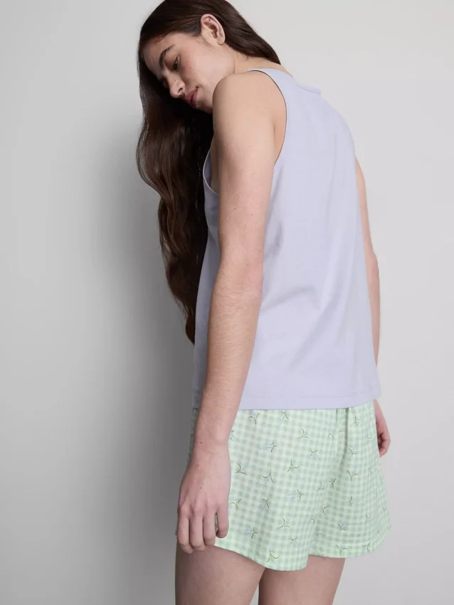 Puuvillaiset tankkitoppi- ja shortsipyjamat