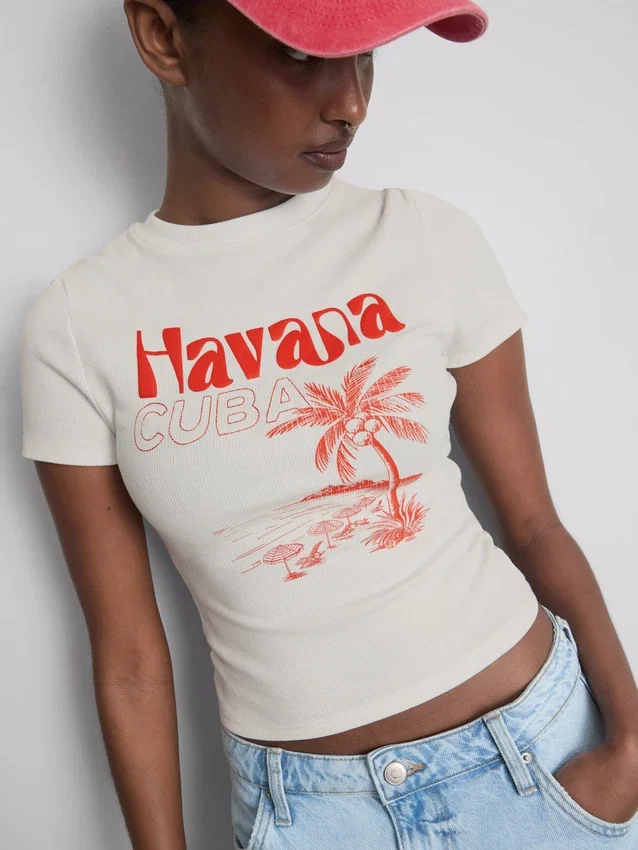Puuvillapitoinen graafinen Havana-vauvapaita