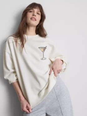 Puuvillapitoinen graafinen Martini-huppari