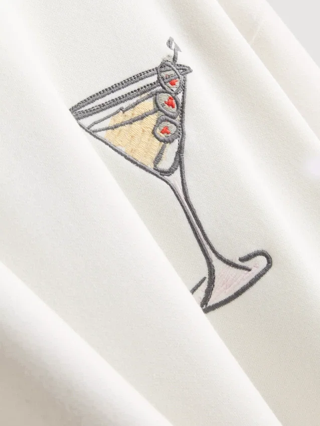 Puuvillapitoinen graafinen Martini-huppari