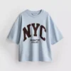 Puuvillapitoinen NYC-huppari, jossa on laskeutuvat hihat