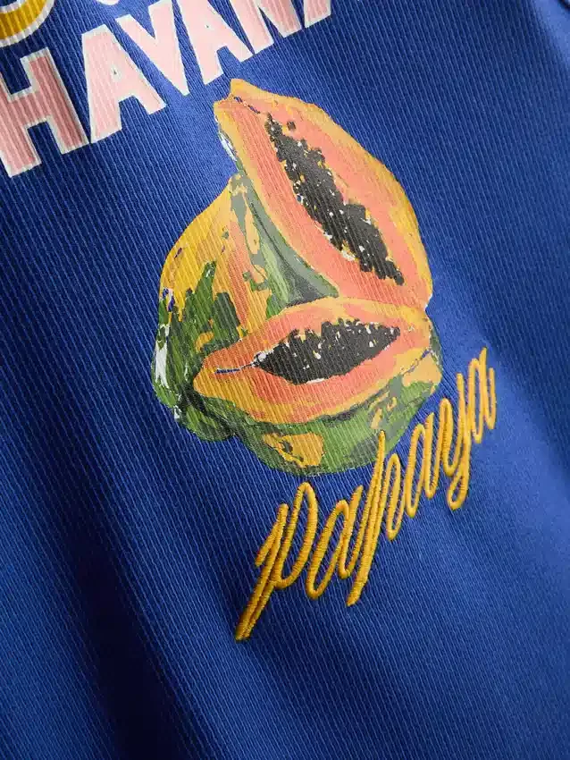 Puuvillapitoinen, uurrettu graafinen toppi