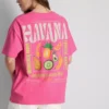 Puuvillapitoinen, ylisuuri graafinen havana-t-paita