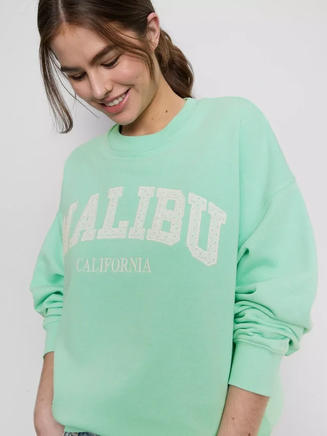 Puuvillapitoinen ylisuuri Malibu-huppari