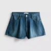 Puuvillapitoiset denim-plisseeratut levenevät shortsit