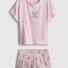 Puuvillapitoiset painetut lyhyet pyjamat