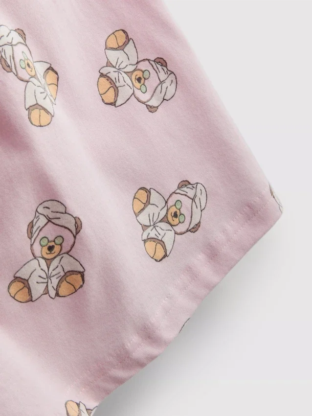 Puuvillapitoiset painetut lyhyet pyjamat