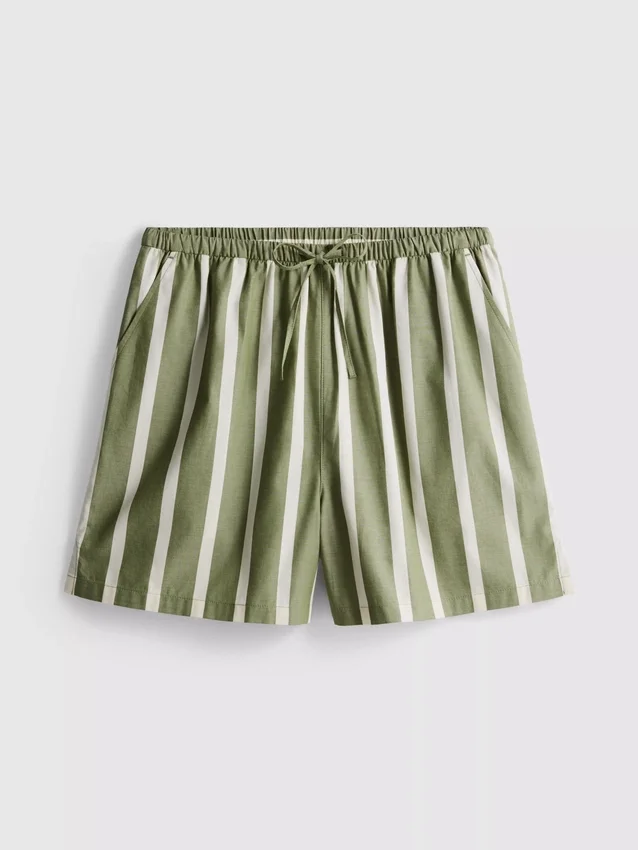 Puuvillapopliiniset raidalliset shortsit