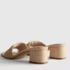 Raffia-materiaaliset mules-korkokengät, joissa on paksu kantapää
