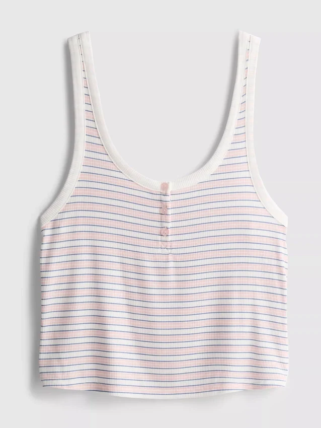 Raidallinen, joustinneulottu pyjamatoppi