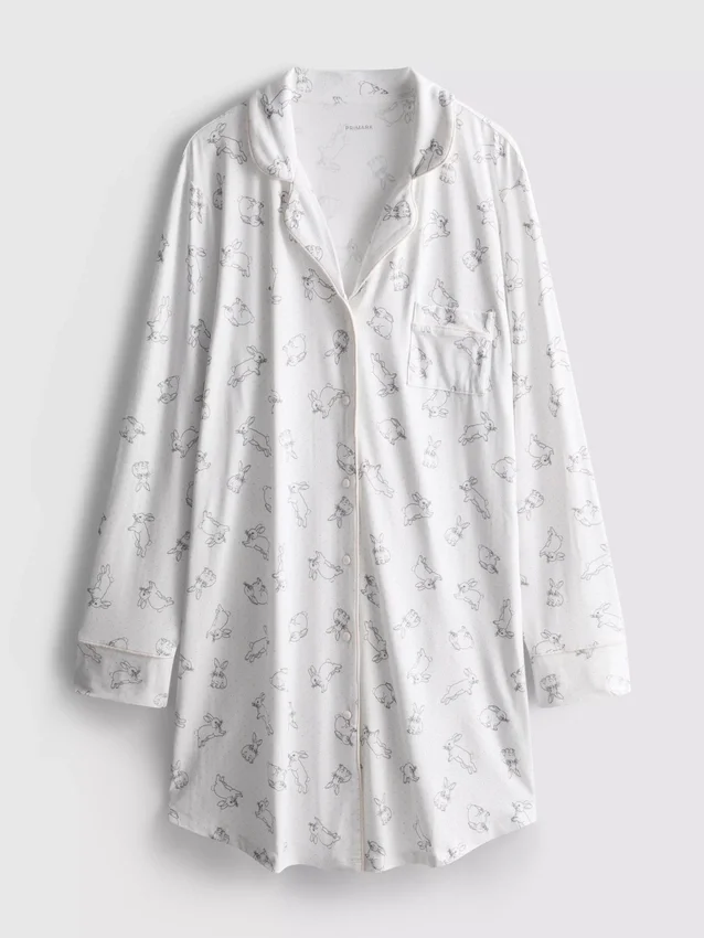Rento, painettu boyfriend-tyylinen yöpaita